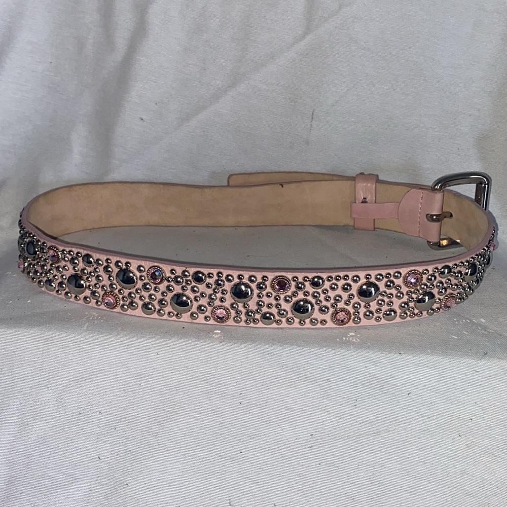Streets Ahead Pink bedazzled Belt with pink crystals and silver studding - Picture 3 of 4